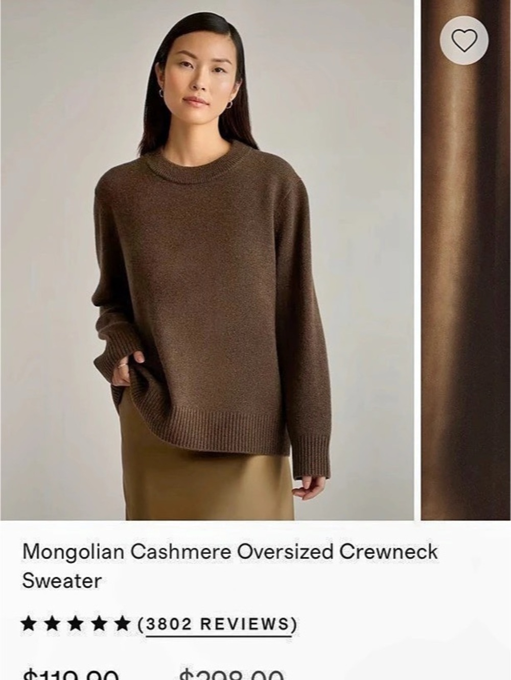 Quince Mongolian Cashmere Oversized Crewneck Sweater Cashmere Crewneck in Brown